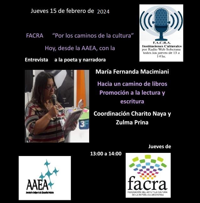 Entrevista en Radio FACRA - Fernanda Macimiani -Coordinan Zulma Prina y Charito Naya